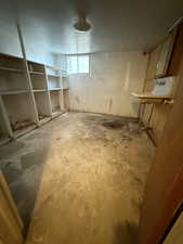Basement with a sink