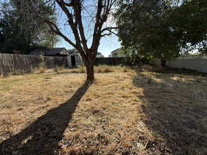 View of fenced backyard