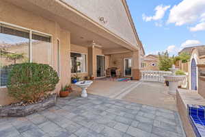 View of patio / terrace with a ceiling fan