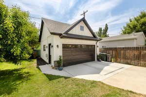 View of detached garage