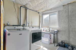 Laundry room featuring washing machine and clothes dryer