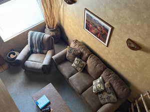 Living room featuring a textured wall
