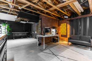 Full media/podcast room set up in the basement