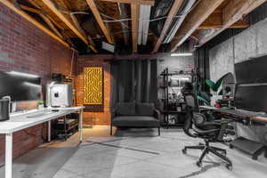 Full media/podcast room set up in the basement