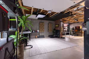 Full media/podcast room set up in the basement