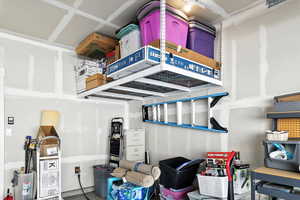 Included storage rack in the garage