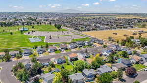 Aerial perspective of suburban area