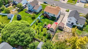 Aerial perspective of suburban area