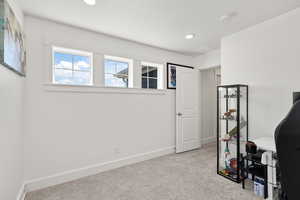 Large closet and higher windows for privacy and light