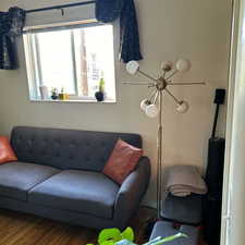 Living room with wood finished floors