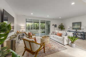 Living room with recessed lighting