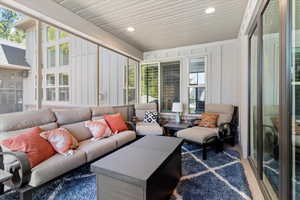Sunroom / solarium featuring plenty of natural light and an outdoor hangout area