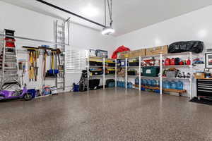 Garage featuring a garage door opener