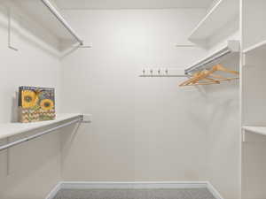 Walk in closet featuring carpet