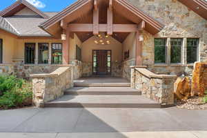 Entry with stone walls