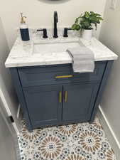 Bathroom view of vanity