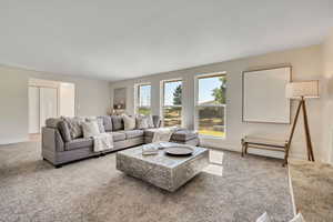 Living room with carpet and baseboards