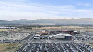 Aerial view of a mountain backdrop