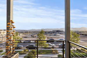 Balcony with a mountain view