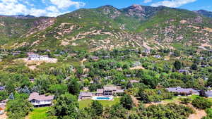 Bird's eye view of a mountain backdrop