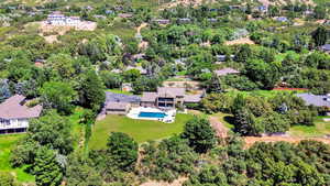 Drone / aerial view of a pool area