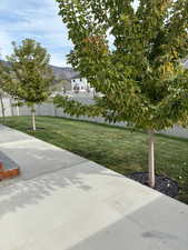 View of patio / terrace with a mountain view