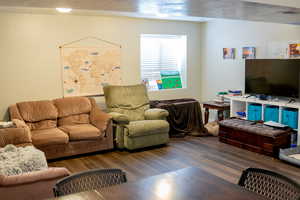 Living room with wood finished floors