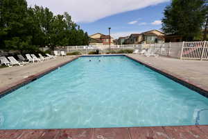 Community pool and a patio area