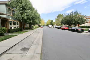 View of the street in front of the townhome with ample street parking for guests