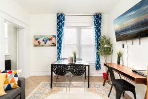 Office space with carpet floors