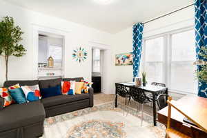 Living room featuring carpet