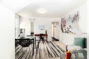 Dining area with baseboards