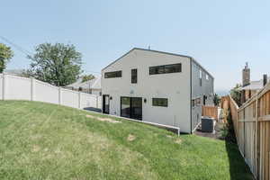 Back of property featuring a fenced backyard and stucco siding