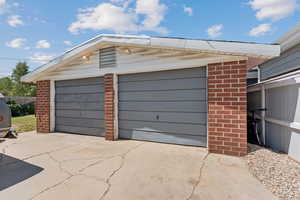 View of detached garage