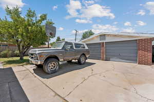 View of detached garage