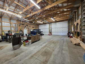 Garage with a workshop area