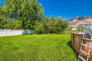 Fully fenced backyard with stunning mountain views