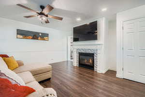 Beautiful gas fireplace has been serviced and cleaned