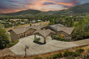 View of mountain background with nearby suburban area