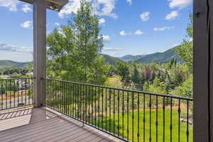 Balcony with a mountain view