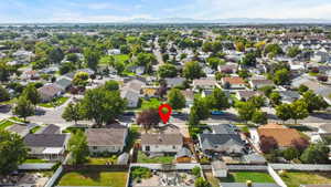 Aerial perspective of suburban area