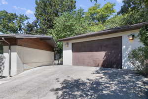 View of detached garage