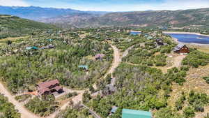 Aerial view of a water and mountain view