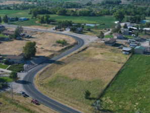 Aerial view of sparsely populated area