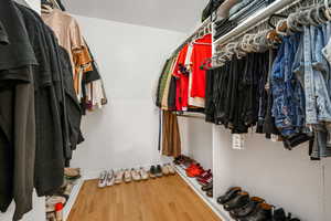 Spacious closet with wood finished floors