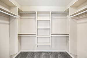 Walk in closet featuring carpet floors