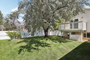 View of fenced backyard
