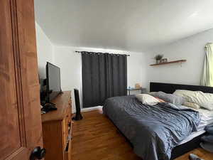 Bedroom featuring wood finished floors