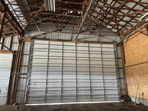 Garage with metal wall