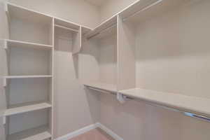 Spacious closet with carpet flooring
